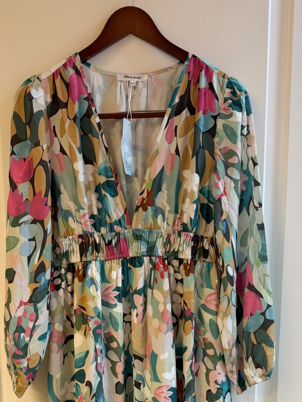 Floral Maxi Dress in Teal & Pink